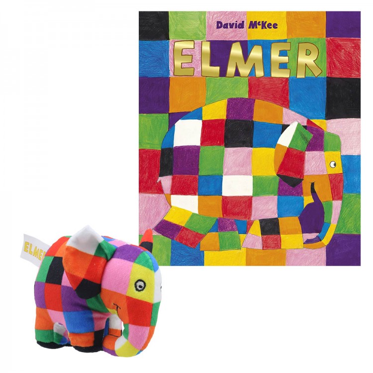 Elmer Book and Finger Puppet Set